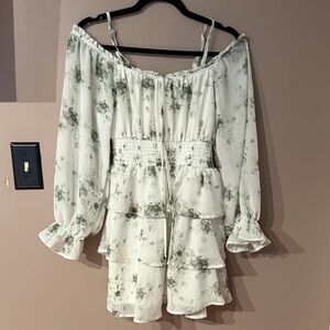 Justify White and Green Floral Dress